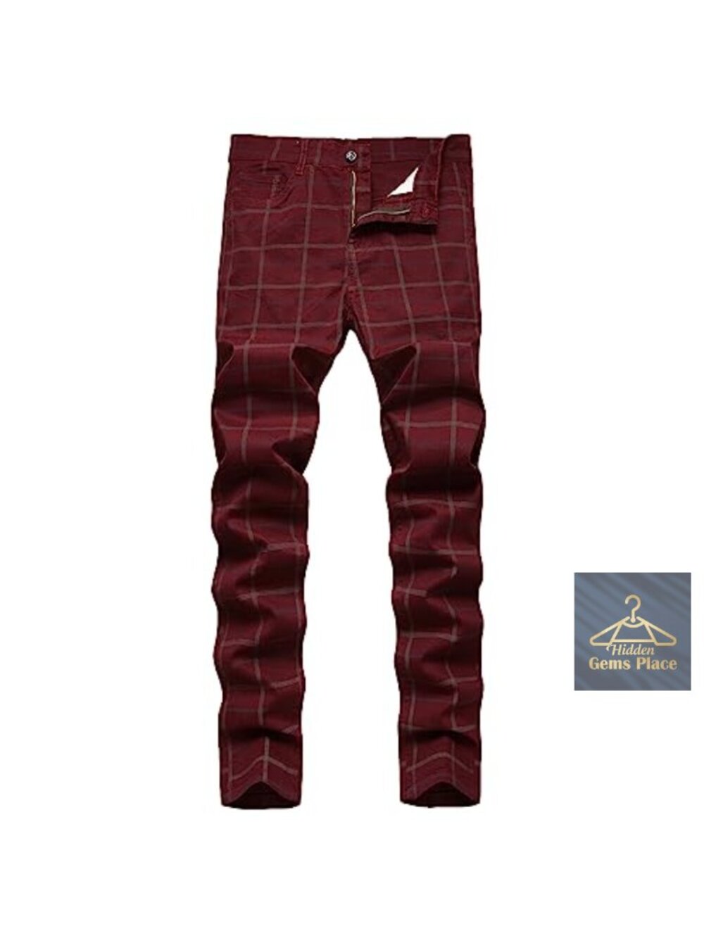 Men's Plaid Dress Pants Slim Fit Skinny Chinos High Stretch
